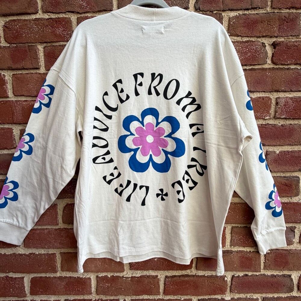 UO Urban Outfitters Life Advice Oversized Long Sleeve Tee M NEW - Picture 2 of 13